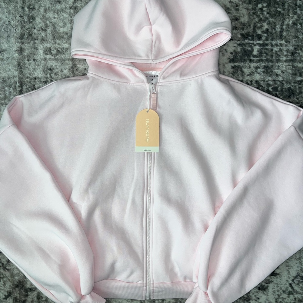 New Blogilates Marshmallow Full Zip Hooded Sweatshirt